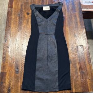 illia leather knit panel v-neck Mini Dress 2